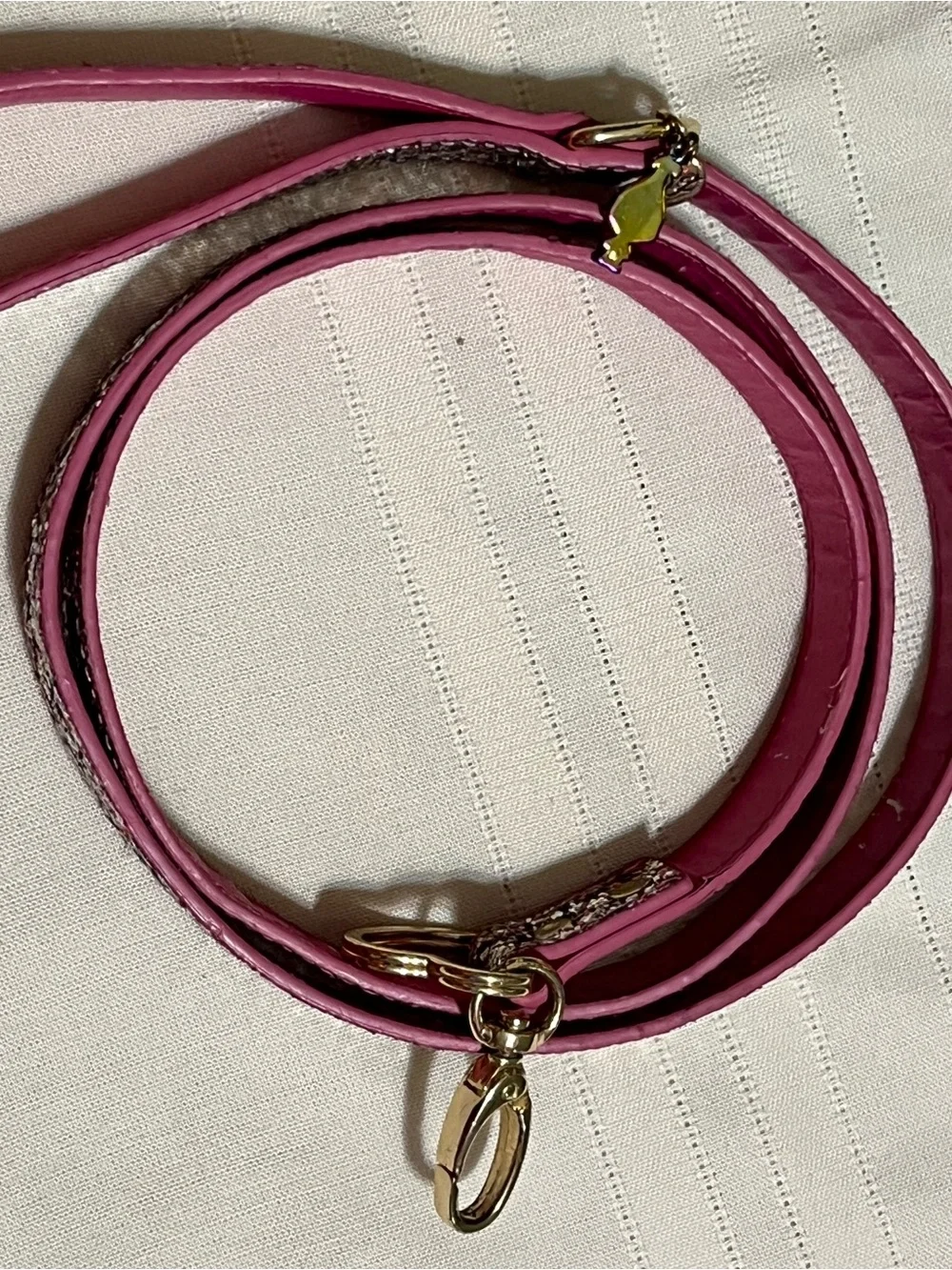 Betsey Johnson Pink Glitter Dog Leash with Gold Hardware